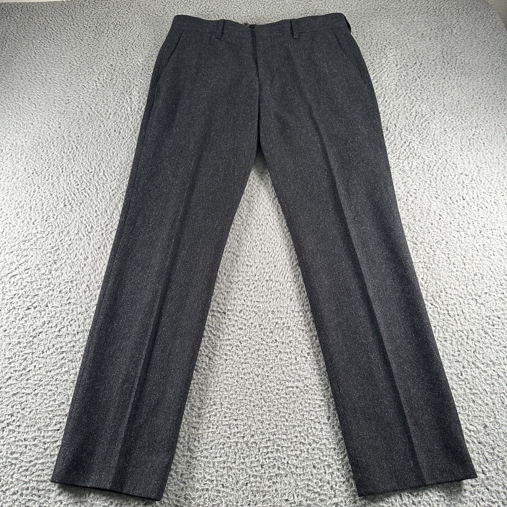 J.Crew Ludlow Slim Dress Pants Mens 31x30 Gray Wool Herringbone Tweed Moon Cloth